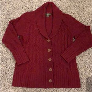 Eddie Bauer maroon knit cardigan sweater